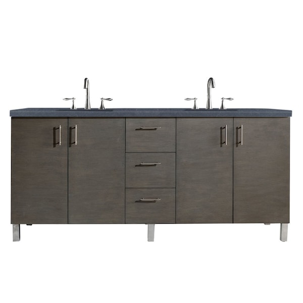 James Martin Vanities Metropolitan 72in Double Vanity, Silver Oak w/ 3 CM Charcoal Soapstone Quartz Top 850-V72-SOK-3CSP - main